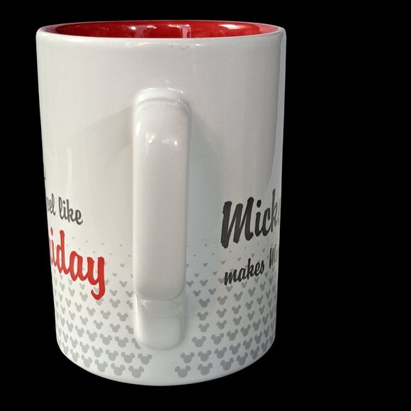 Disney Parks Ceramic Coffee Mug "Mickey Makes Monday Feel Like Friday" Red White - Picture 9 of 12